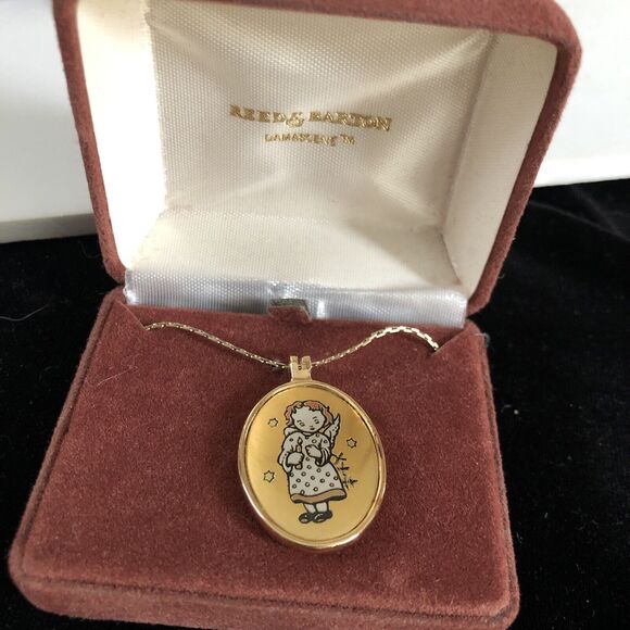 Vintage 24k Vermeil REED & BARTON Damascene Berta Hummel Pendant - Picture 1 of 5